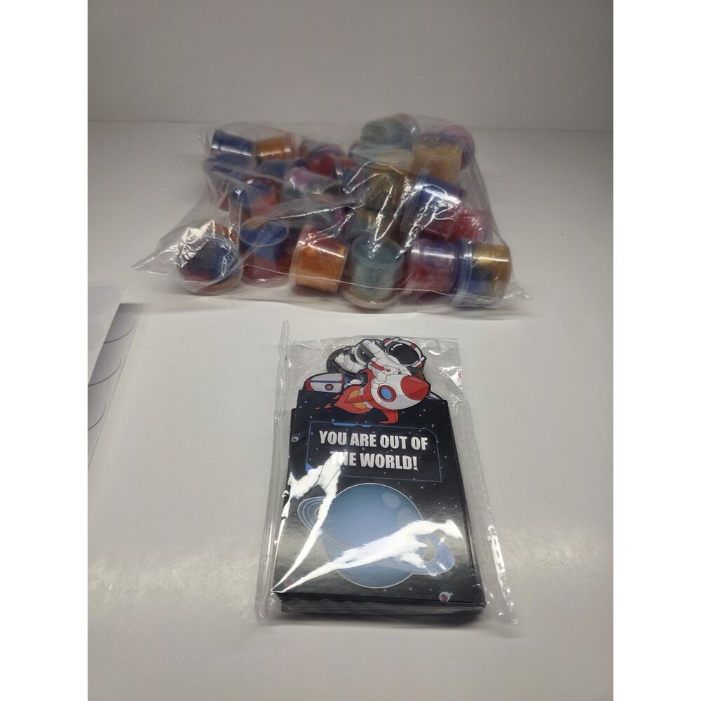 28 Pack Valentines Day Cards for Kids School with Galaxy Slime Stress Relief ...